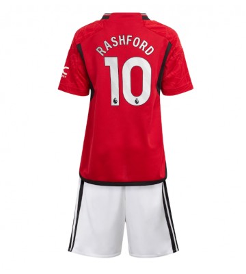 Manchester United Marcus Rashford #10 Koszulka Podstawowych Dziecięca 2023-24 Krótki Rękaw (+ Krótkie spodenki)